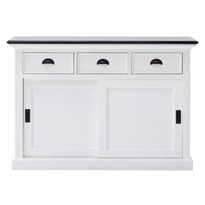 Modern Farmhouse Black And White Buffet Server With Sliding Doors HomeRoots