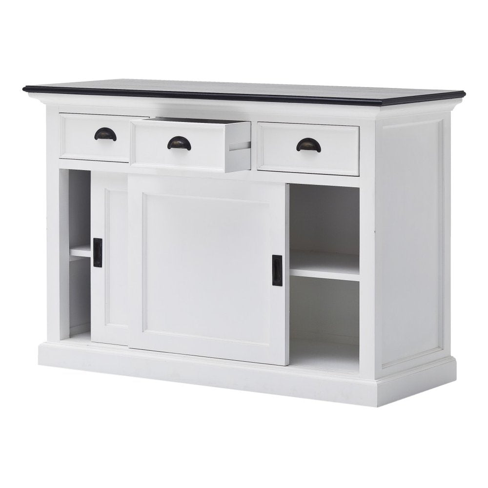 Modern Farmhouse Black And White Buffet Server With Sliding Doors — view 3