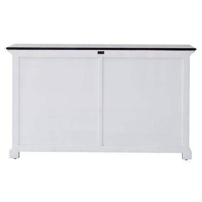 Modern Farmhouse Black And White Buffet Server With Sliding Doors HomeRoots
