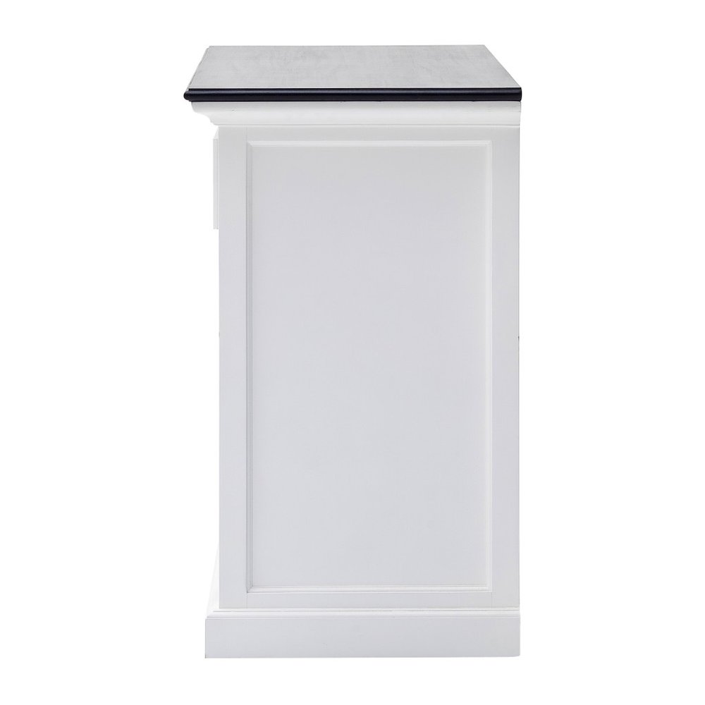Modern Farmhouse Black And White Buffet Server With Sliding Doors HomeRoots