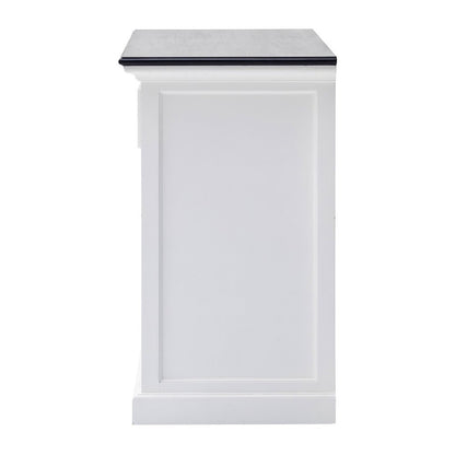Modern Farmhouse Black And White Buffet Server With Sliding Doors HomeRoots