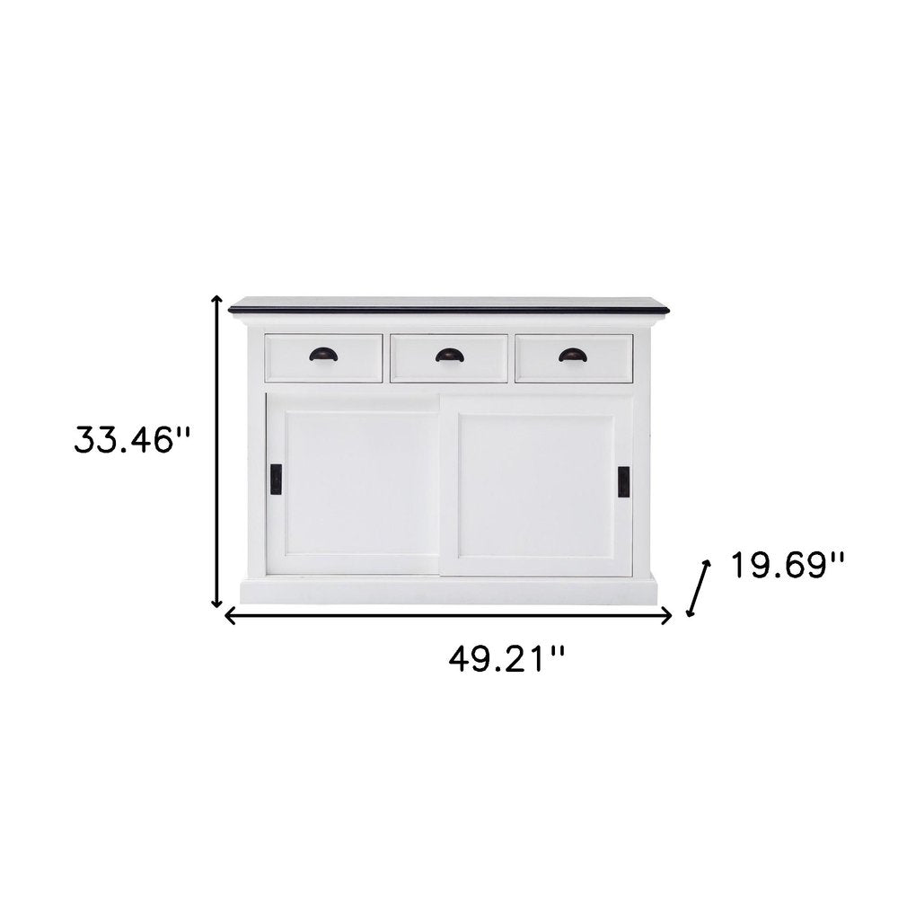 Modern Farmhouse Black And White Buffet Server With Sliding Doors — view 7