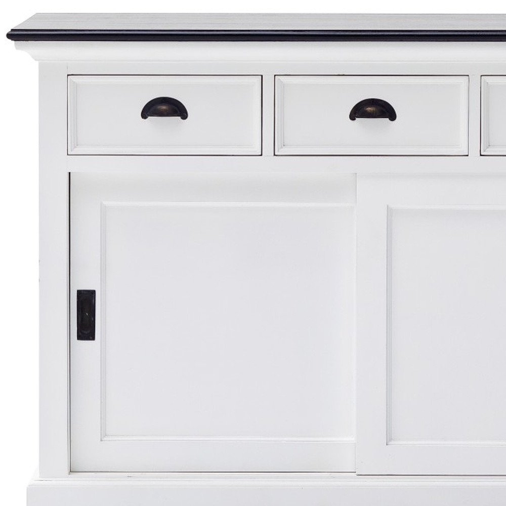 Modern Farmhouse Black And White Buffet Server With Sliding Doors — view 9