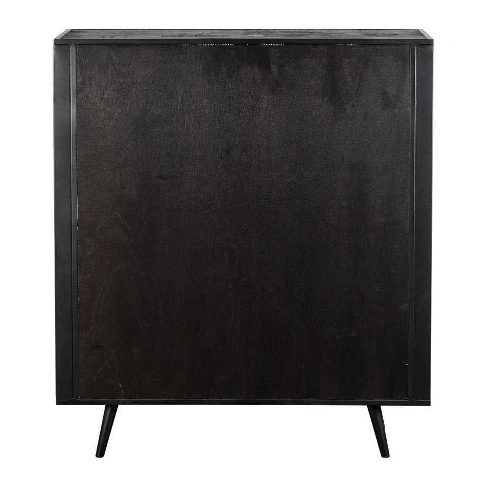 51" Black And Natural Wood And Rattan Accent Cabinet HomeRoots