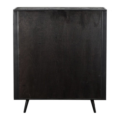 51" Black And Natural Wood And Rattan Accent Cabinet HomeRoots