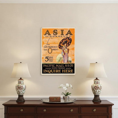 Asia via Honolulu Vintage Travel Unframed Print Wall Art HomeRoots