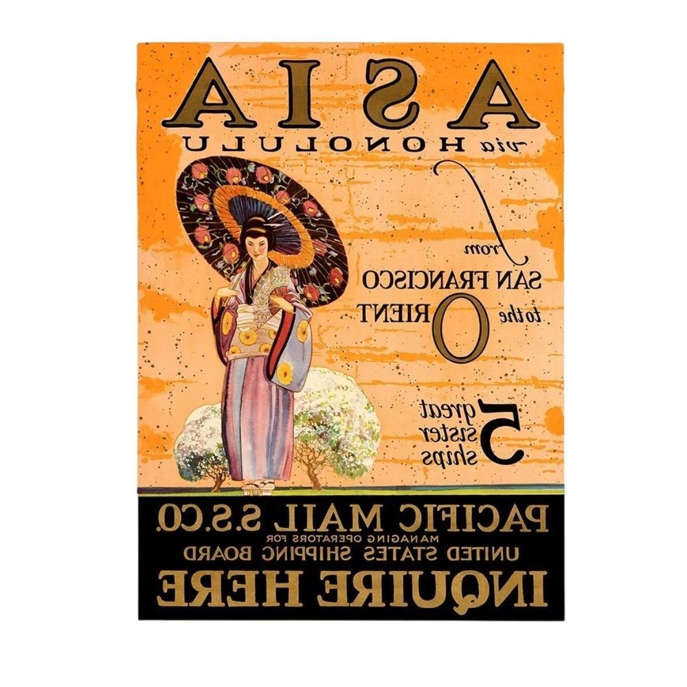 Asia via Honolulu Vintage Travel Unframed Print Wall Art HomeRoots