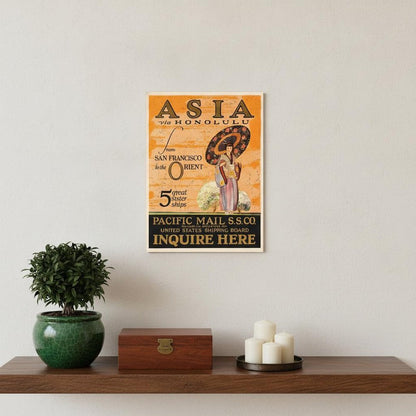 Asia via Honolulu Vintage Travel Unframed Print Wall Art HomeRoots