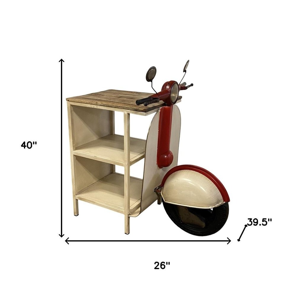 Rustic Red And Vanilla Scooter Cabinet HomeRoots