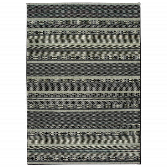 7' X 10' Black Ivory Machine Woven Geometric Indoor Area Rug - 94.49" (H) x 129.92" (W) x 0.32" (D)