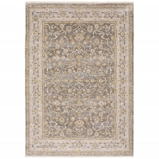 7' X 10' Beige Grey Machine Woven Oriental Indoor Arean Rug - 94.49" (H) x 133.86" (W) x 0.23" (D)