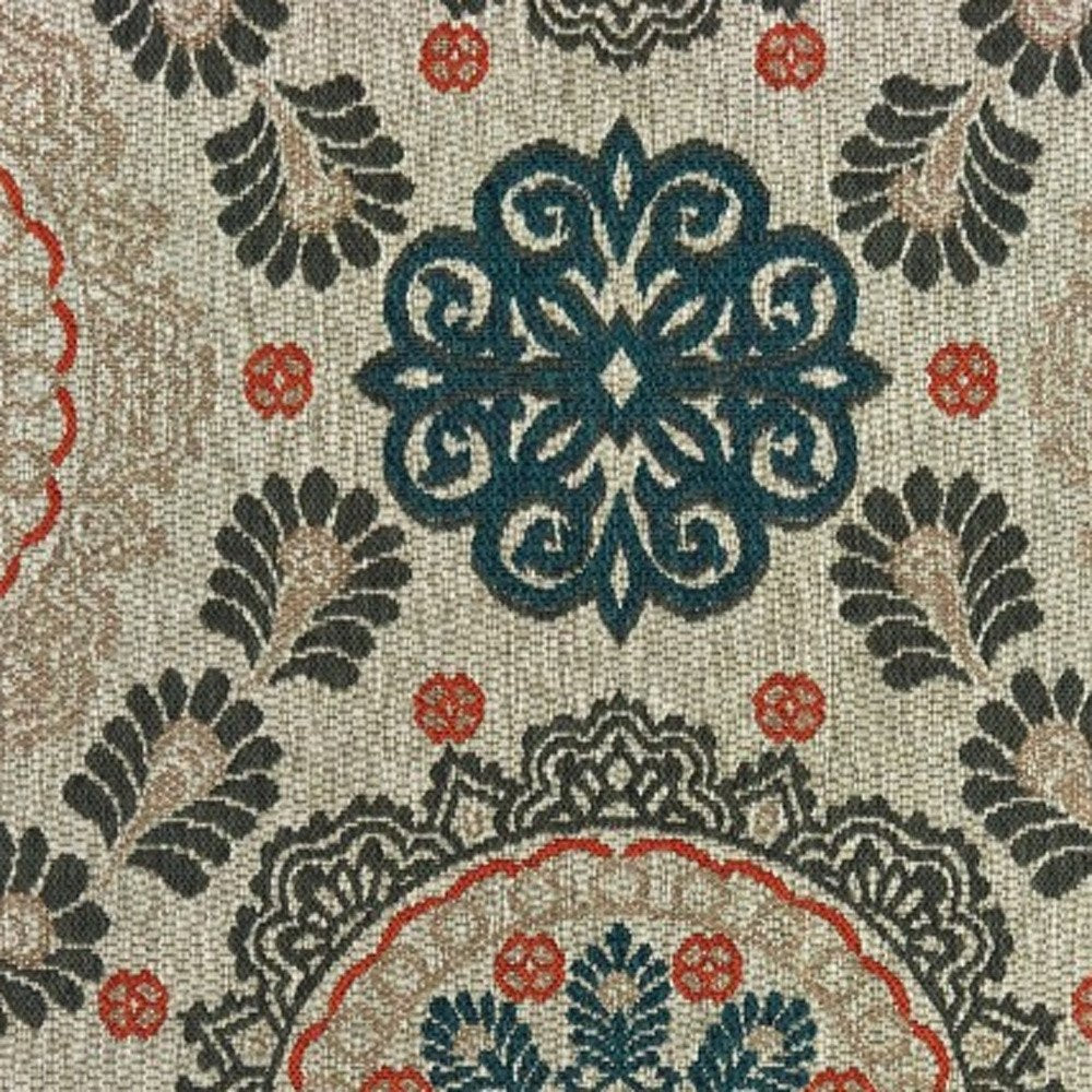 8' X 10' Blue And Gray Damask Indoor Outdoor Area Rug — view 6