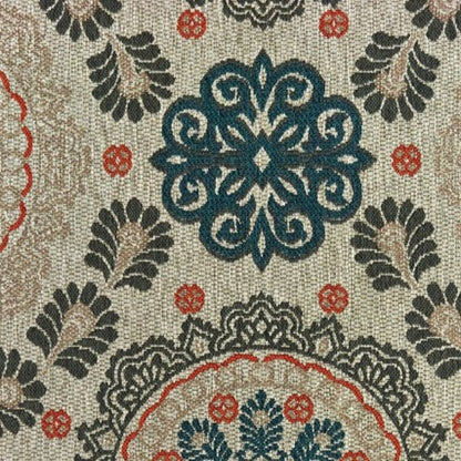 8' X 10' Blue And Gray Damask Indoor Outdoor Area Rug