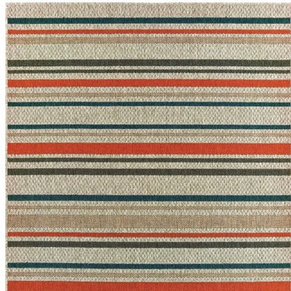 8' X 10' Blue and Gray Striped Indoor Outdoor Area Rug