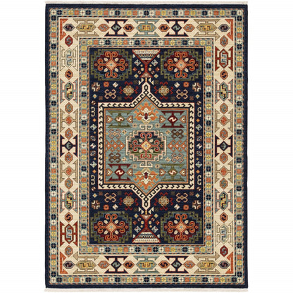 2' X 3' Blue Ivory Machine Woven Medallion Indoor Area Rug - 47.24" (L) x 47.24" (W) x 0.55" (H)