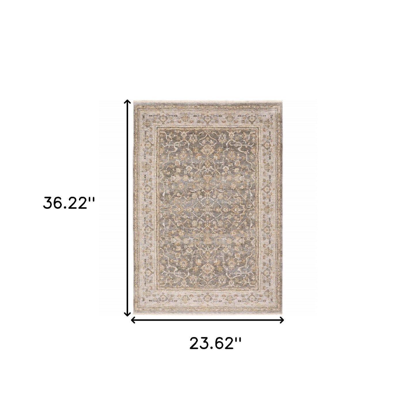 2' X 3' Beige Grey Machine Woven Oriental Indoor Area Rug - 48.0" (L) x 48.0" (W) x 1.0" (H)