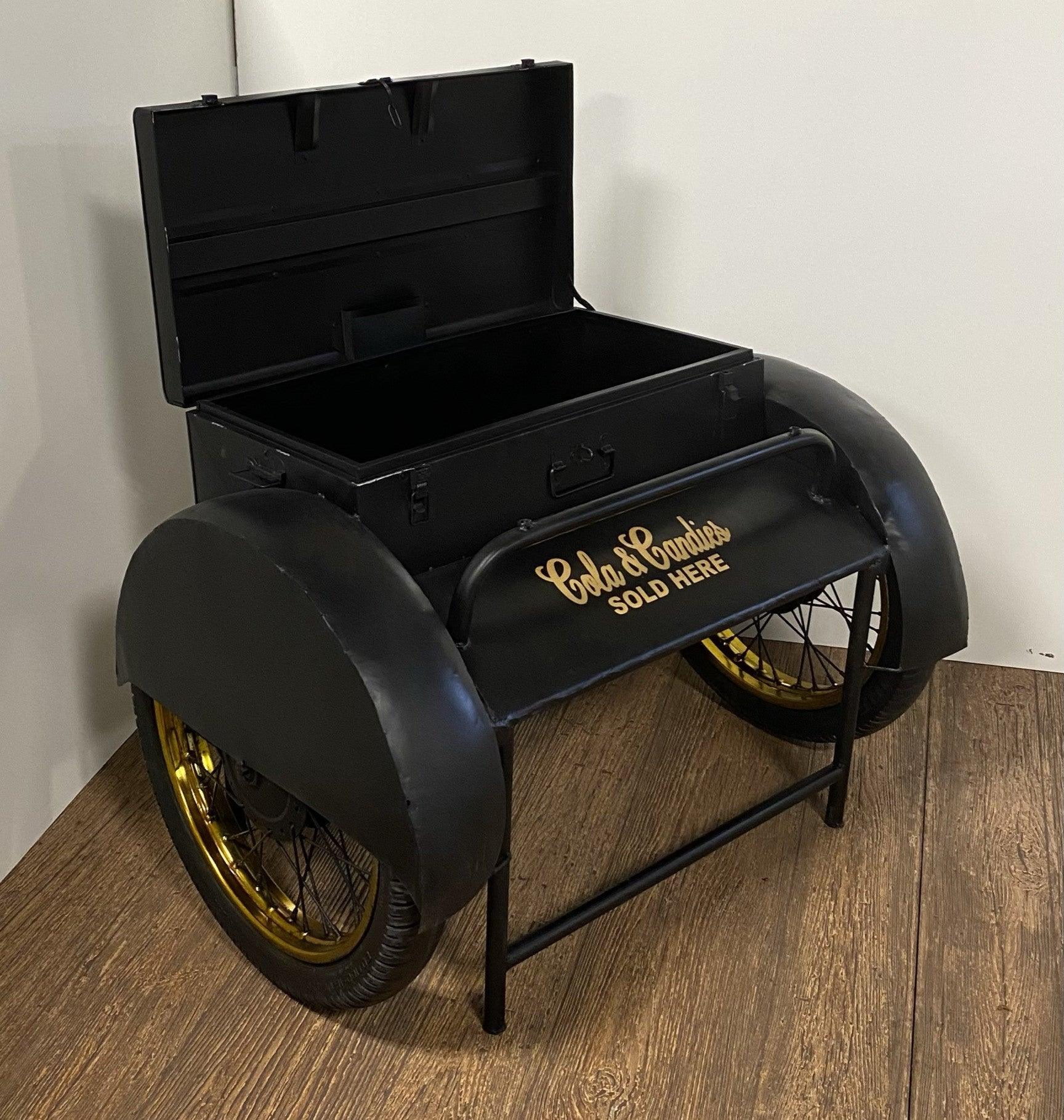 Black Old Time Delivery Box Table With Storage - FurniFindUSA