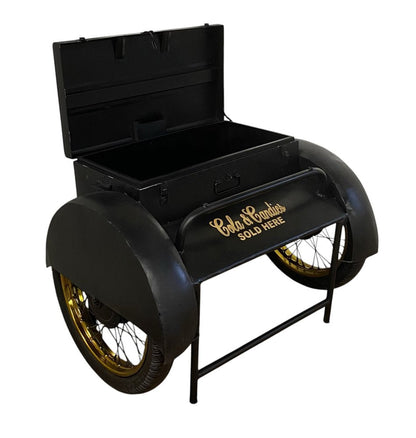 28" Black Distressed Iron Wheel End Table And Trunk Storage HomeRoots