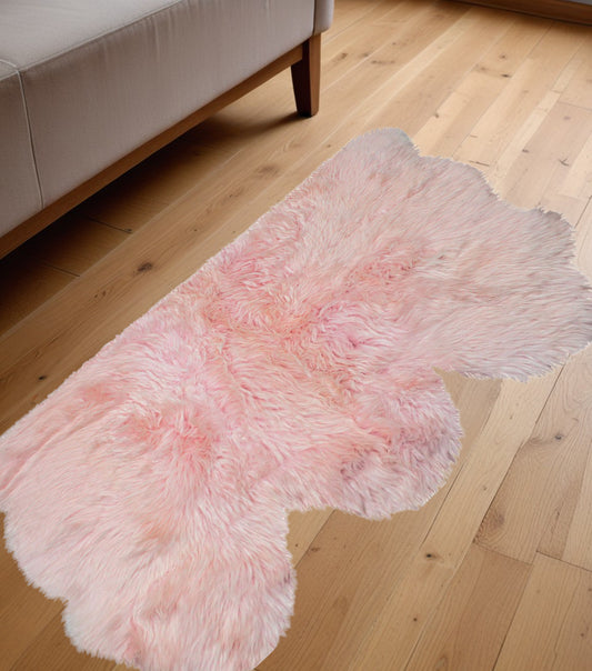 3' X 5' Pink Natural Sheepskin Area Rug - 94.0" (L) x 118.0" (W) x 0.32" (H)