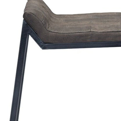 25" Brown And Black Leather And Genuine Leather And Iron Low Back Counter Height Bar Chair HomeRoots