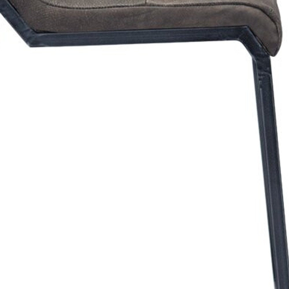 25" Brown And Black Leather And Genuine Leather And Iron Low Back Counter Height Bar Chair HomeRoots