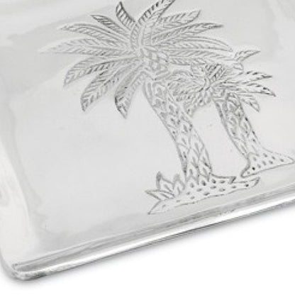 Square Silver Palm Tree Plate