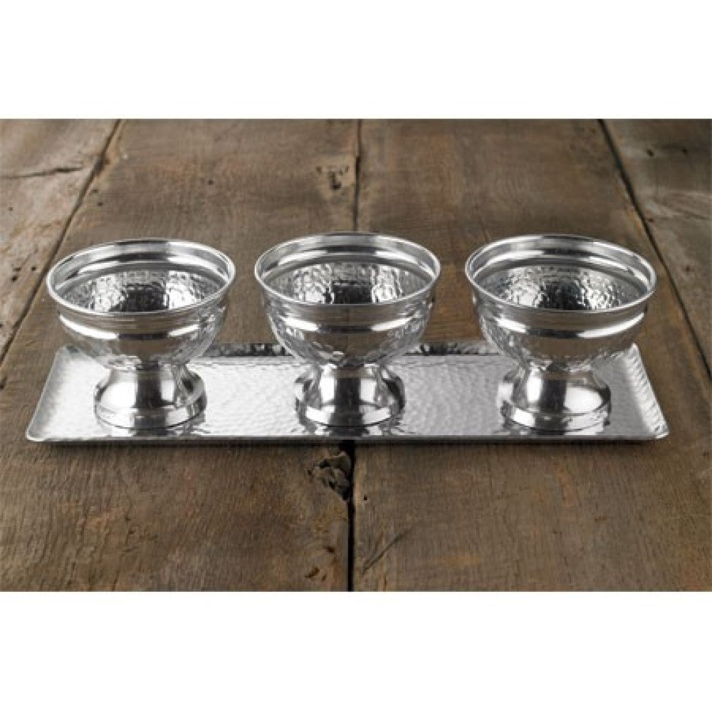 Hammered Serving Tray With Oblong Bowls