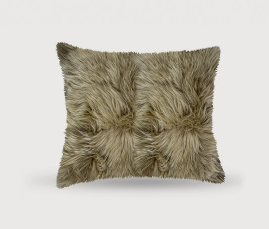 18" Taupe Sheepskin Throw Pillow FurniFindUSA