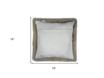 Taupe Natural Sheepskin Square Pillow