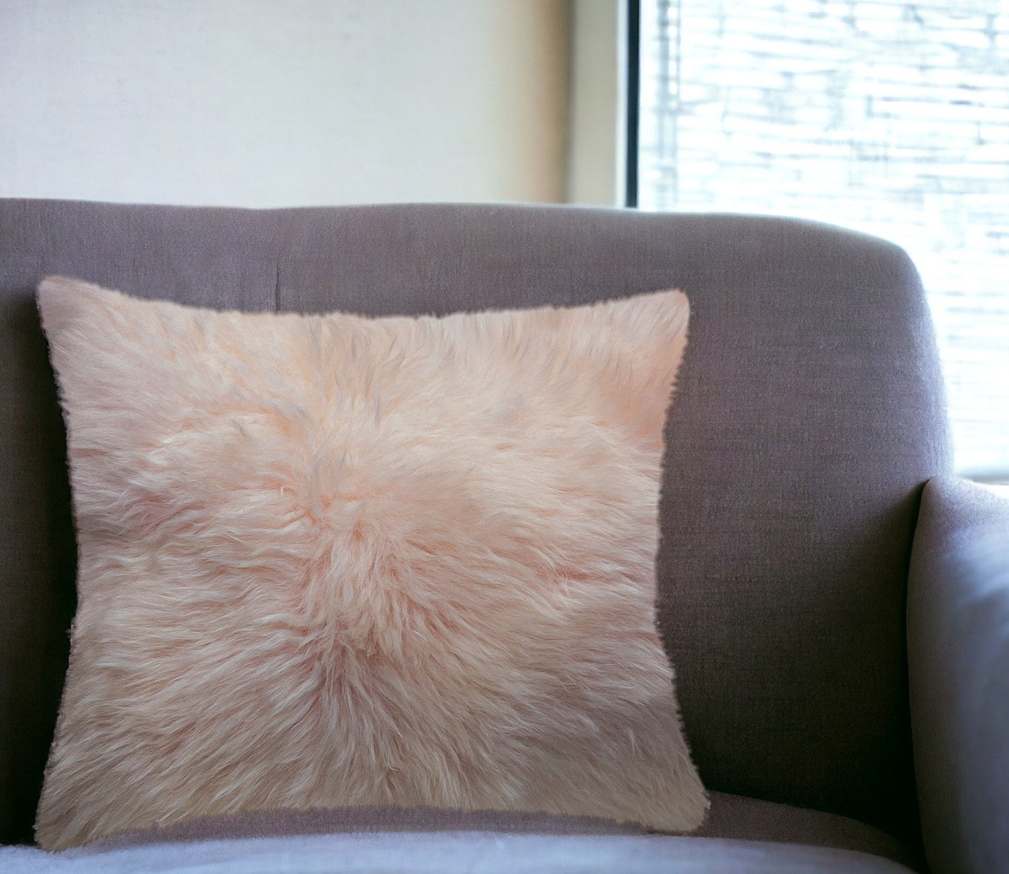 18" Blush Sheepskin Throw Pillow FurniFindUSA