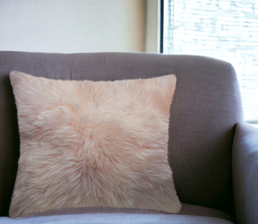 18" Blush Sheepskin Throw Pillow FurniFindUSA