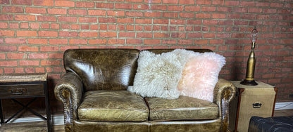 Blush Natural Sheepskin Square Pillow