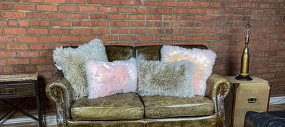 Blush Natural Sheepskin Square Pillow