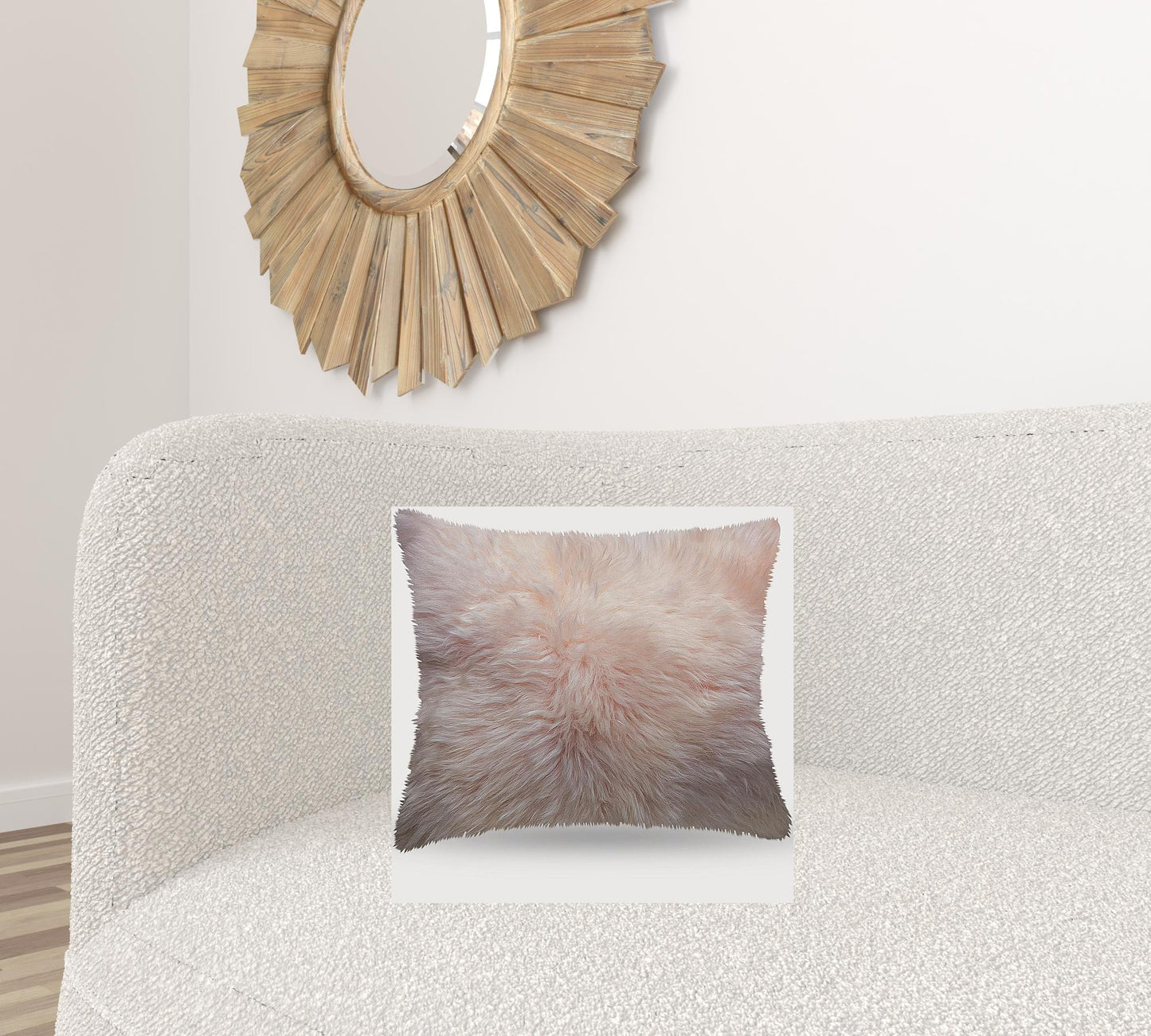 Blush Natural Sheepskin Square Pillow