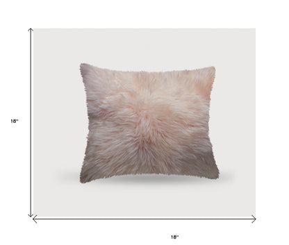 Blush Natural Sheepskin Square Pillow