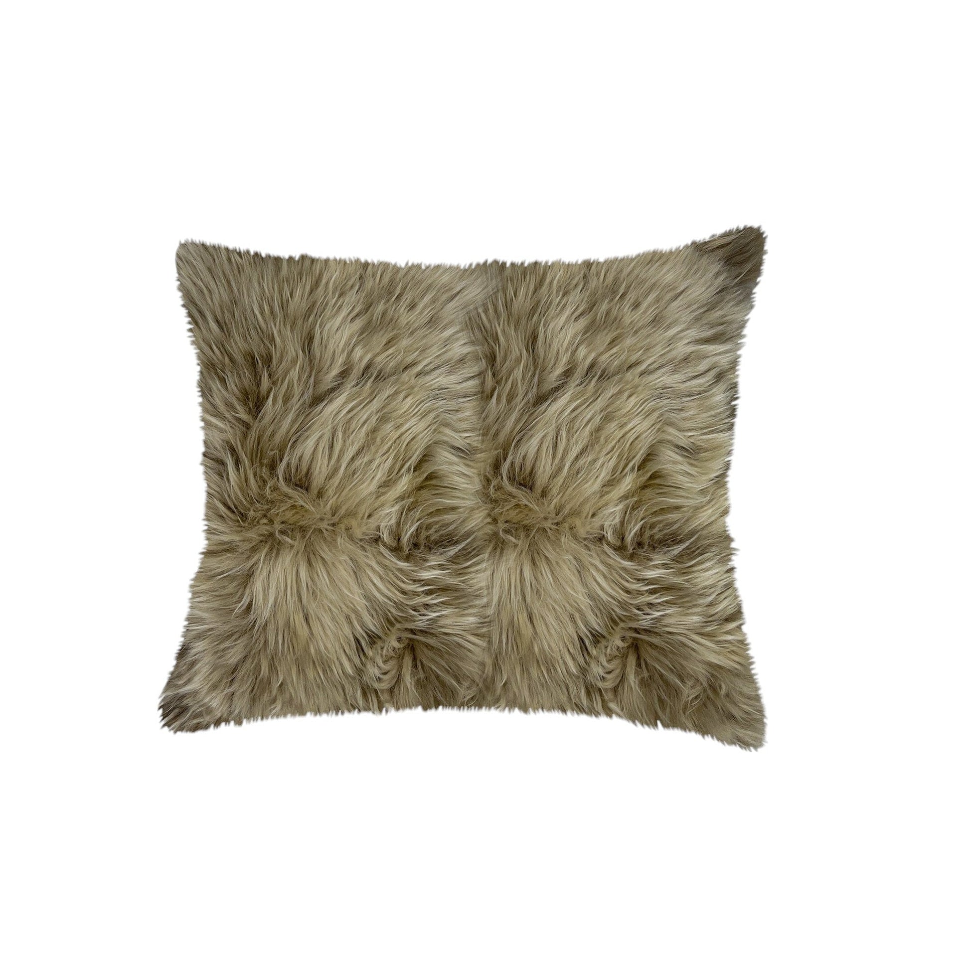 Set of Two Taupe Sheepskin Throw Pillow FurniFindUSA