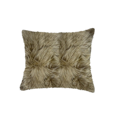 Set of Two Taupe Sheepskin Throw Pillow FurniFindUSA