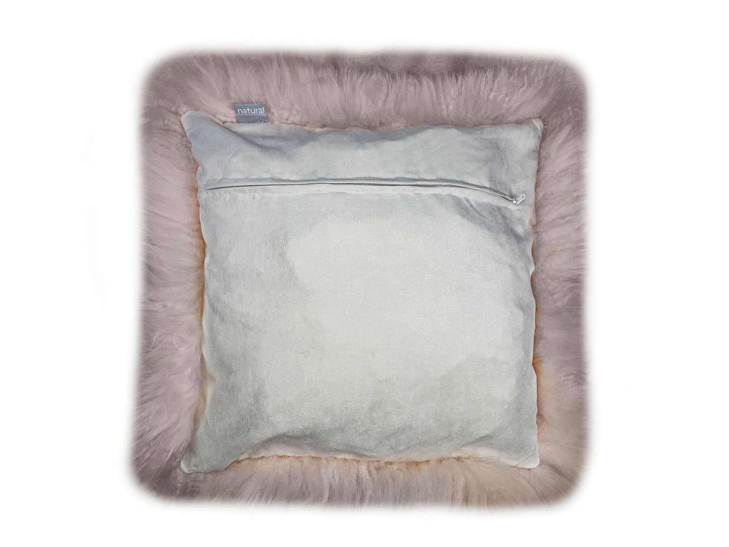 Set Of Two  Blush Natural Sheepskin Square Pillows FurniFindUSA