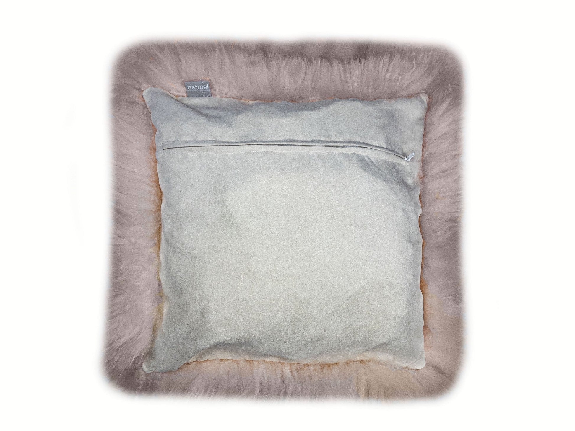 Set Of Two  Blush Natural Sheepskin Square Pillows FurniFindUSA