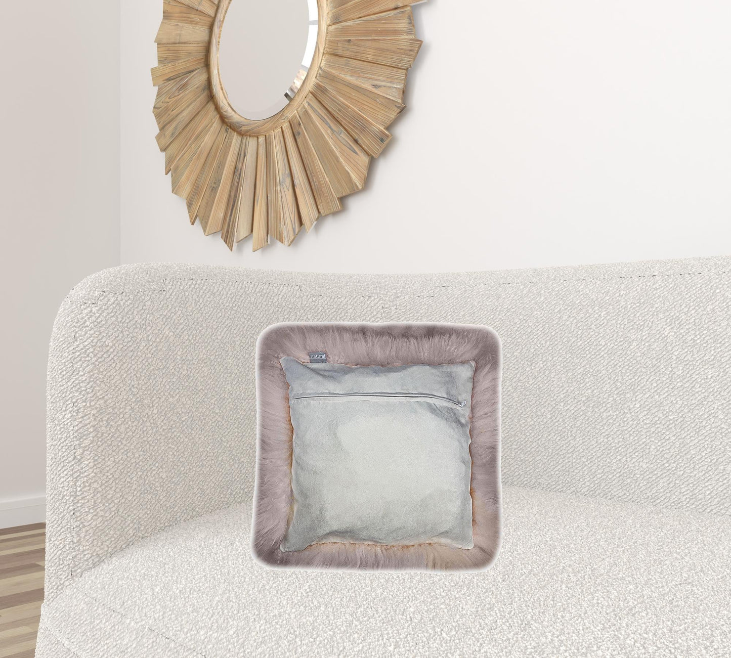 Set Of Two  Blush Natural Sheepskin Square Pillows FurniFindUSA