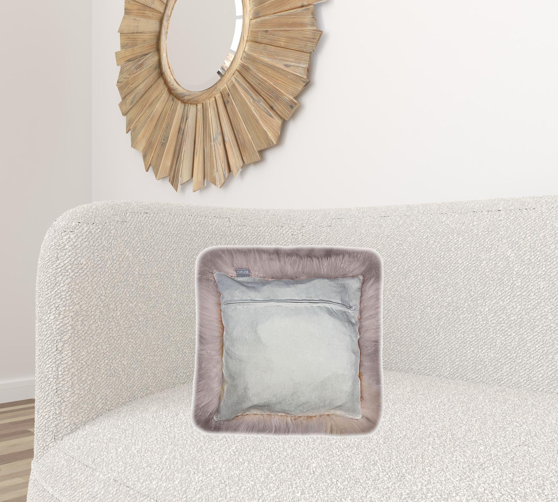 Set Of Two  Blush Natural Sheepskin Square Pillows FurniFindUSA