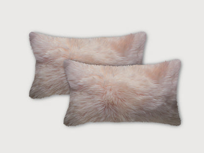 Set of Two 12" X 20" Blush Cowhide Throw Pillow FurniFindUSA