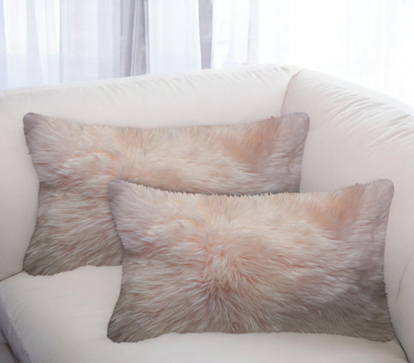 Set of Two 12" X 20" Blush Cowhide Throw Pillow FurniFindUSA