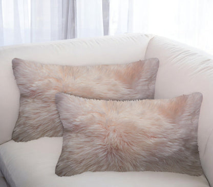 Set of Two 12" X 20" Blush Cowhide Throw Pillow FurniFindUSA