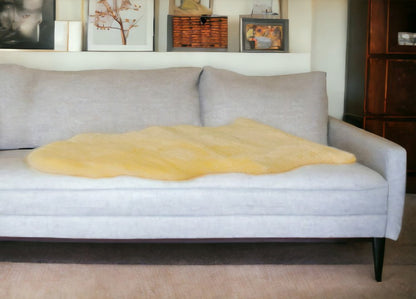 2" X 4" Natural Off White Medical Grade Sheepskin Throw Blanket HomeRoots