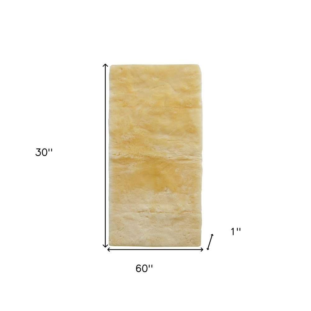 2' X 5' Natural Off White Medical Grade Double Sheepskin Throw Blanket HomeRoots