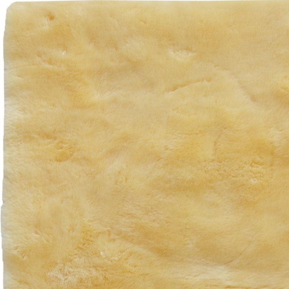 2' X 5' Natural Off White Medical Grade Double Sheepskin Throw Blanket HomeRoots