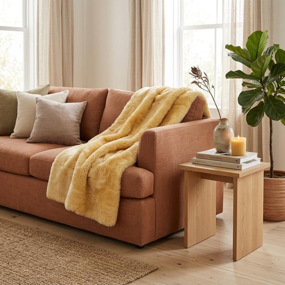2' X 5' Natural Off White Medical Grade Double Sheepskin Throw Blanket — view 9
