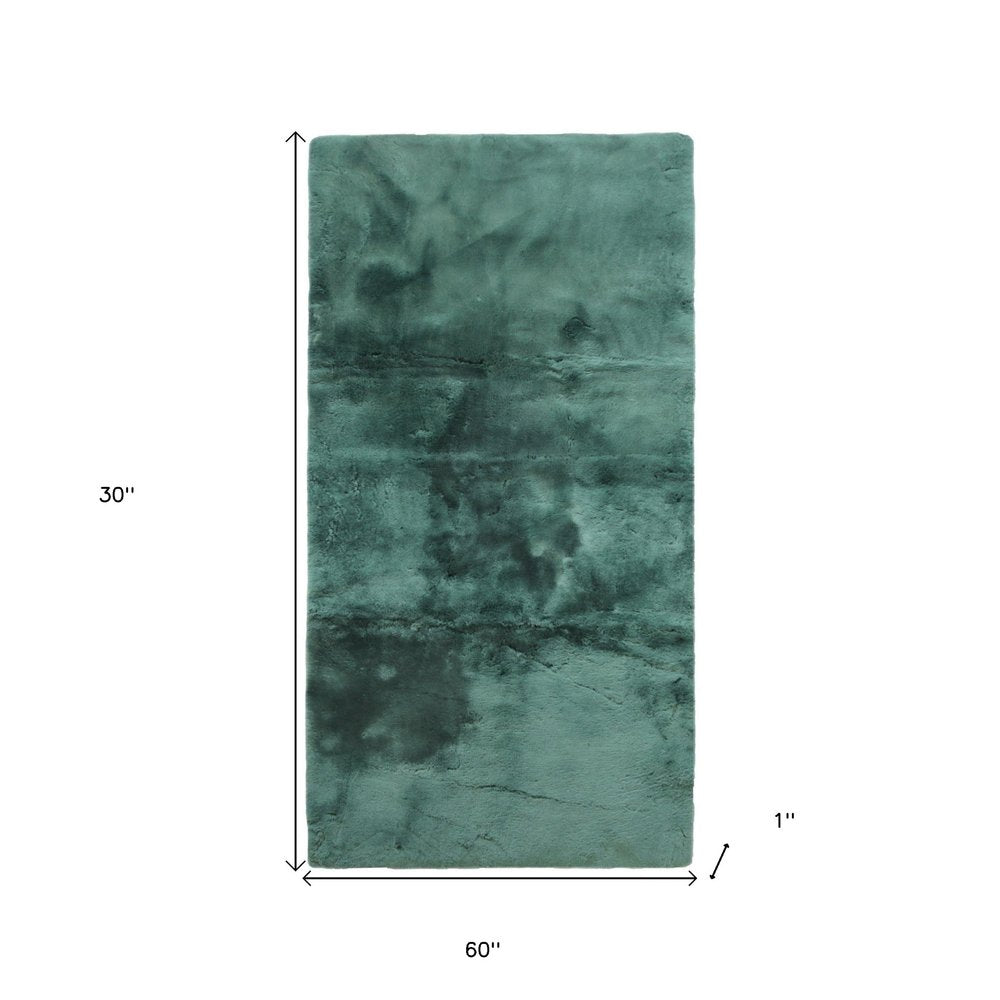 2" X 5" Green Natural Off White Medical Grade Double Sheepskin Throw Blanket HomeRoots
