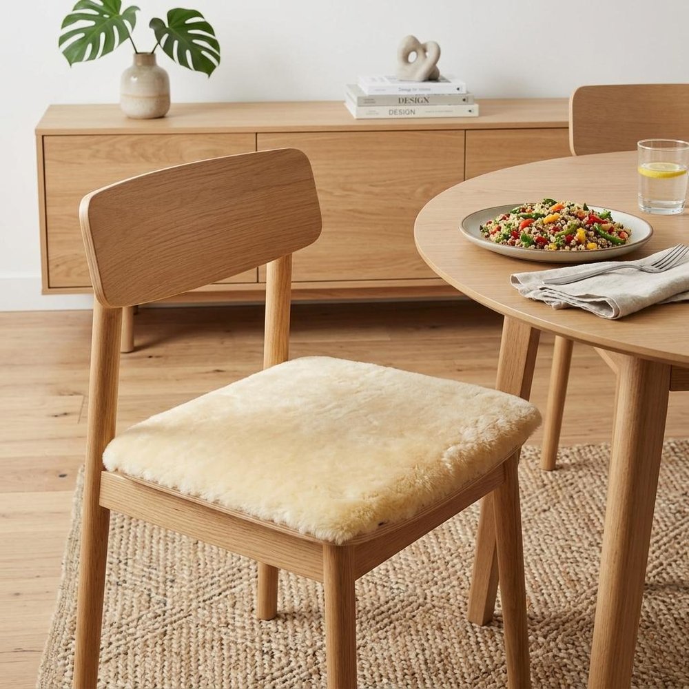 17" Square Natural Off White Medical Grade Sheepskin Chair Pad HomeRoots